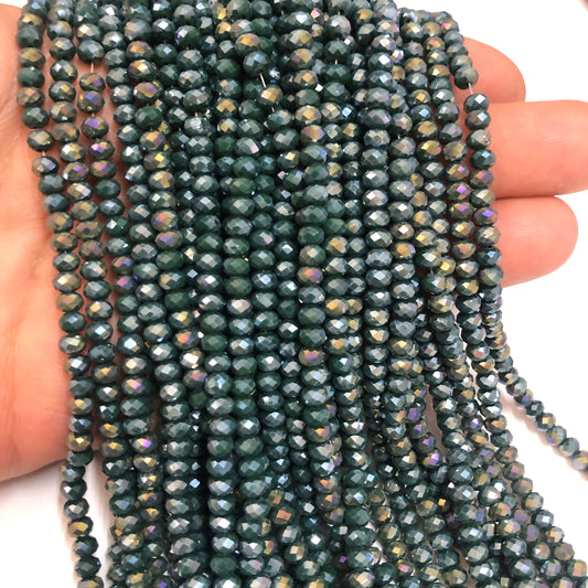 Kristal Boncuk, Çin Kristali-4mm - 6 - Opak Janjan Koyu Yeşil