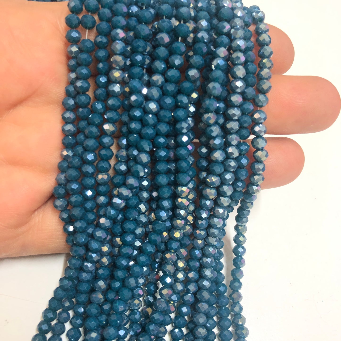 Kristal Boncuk, Çin Kristali-4mm - 61- Janjan Petrol Mavi