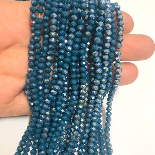 Kristal Boncuk, Çin Kristali-4mm - 61- Janjan Petrol Mavi