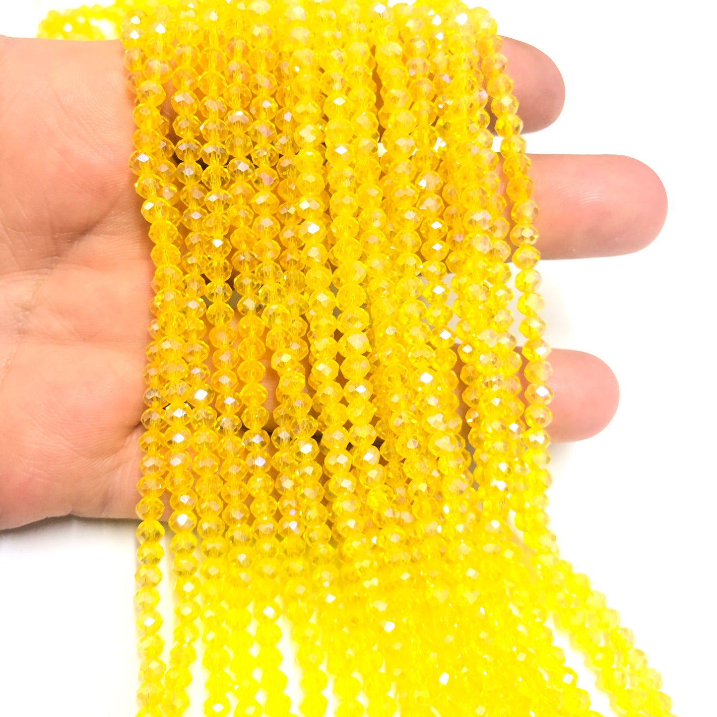 Kristal Boncuk, Çin Kristali-4mm - 71- Şeffaf Janjanlı Sarı