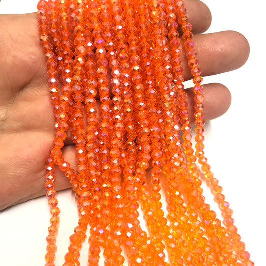 Kristal Boncuk, Çin Kristali-4mm - 73- Şeffaf Janjanlı Turuncu
