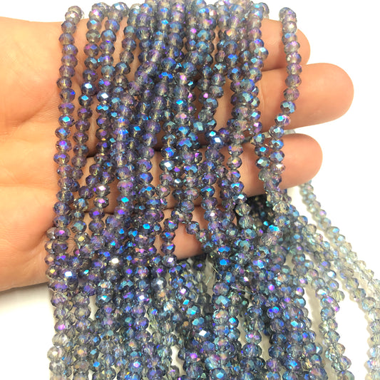 Kristal Boncuk, Çin Kristali-4mm - 74- Şeffaf Janjanlı Ebruli