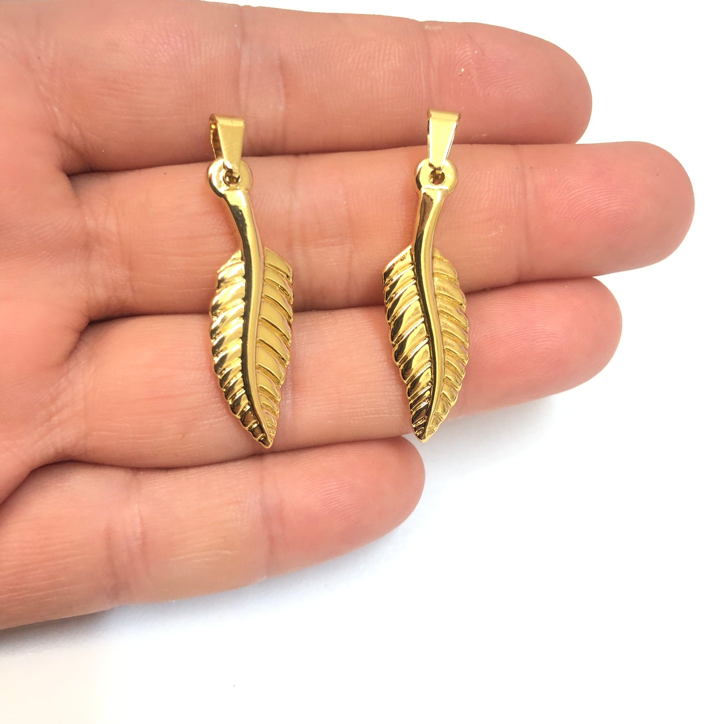 Sarı Çelik  Yaprak Kolye Ucu