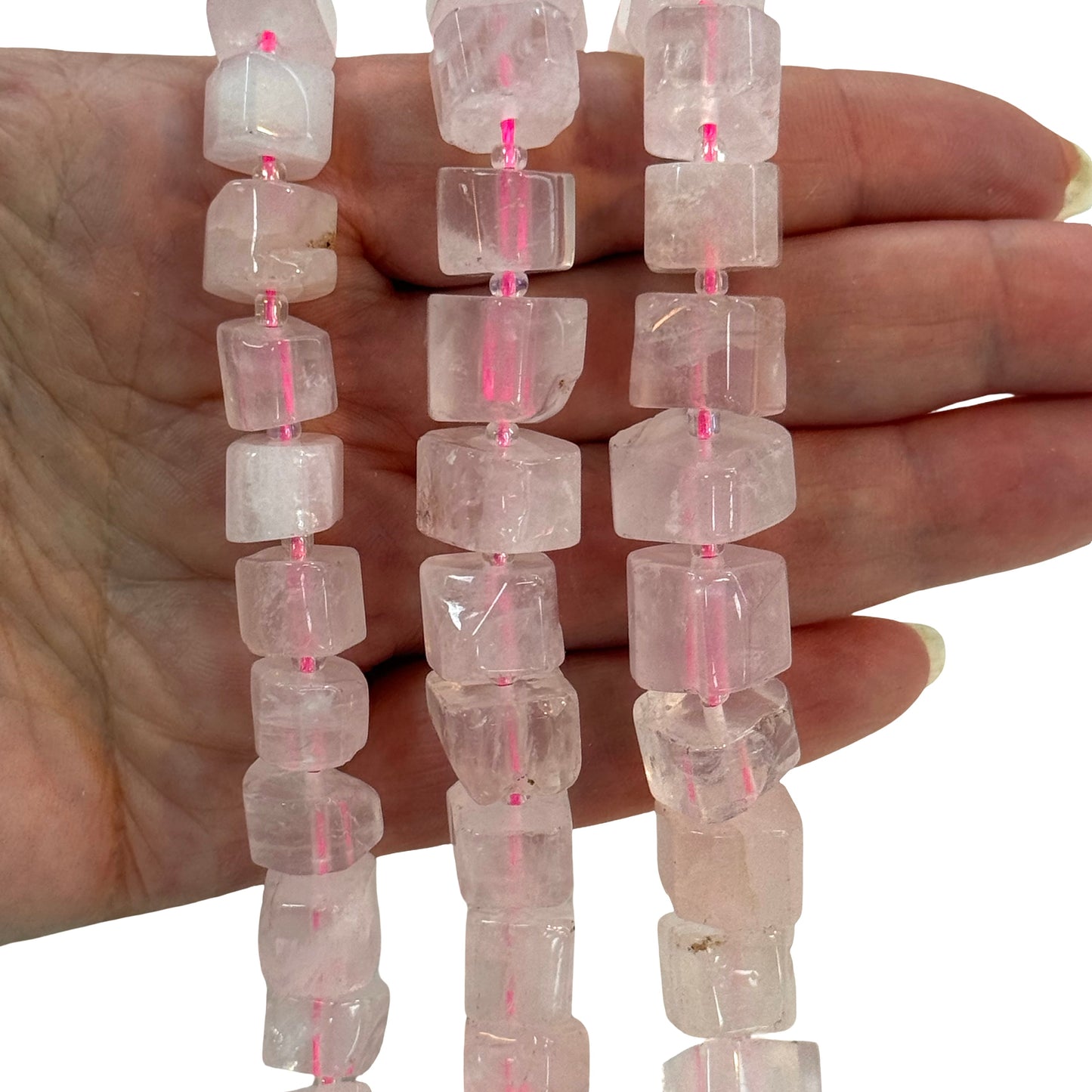 A Kalite Küp Kesim Doğal Pembe Kuvars, Yaklaşık Uzunluk – 39cm