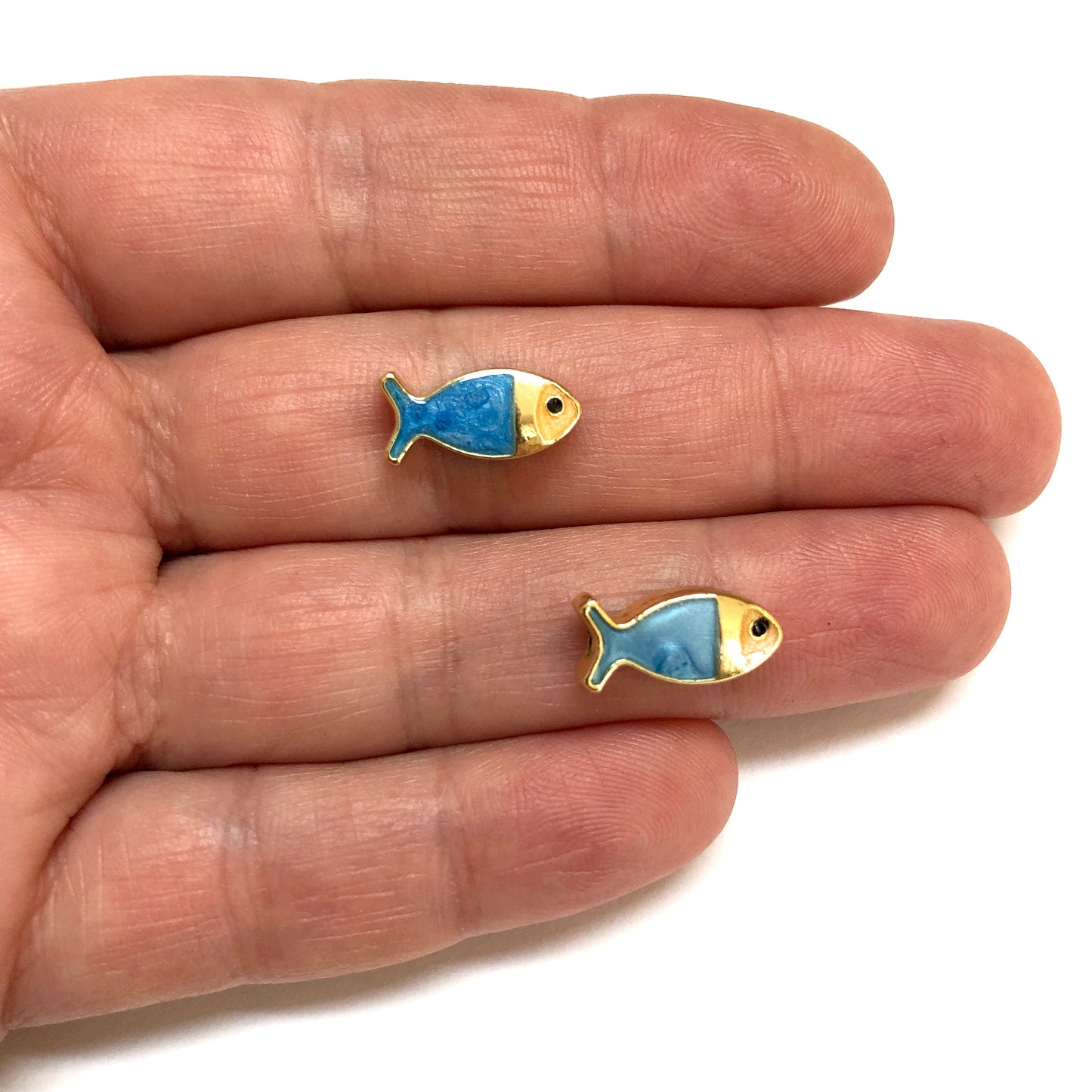Altın Kaplama Sedef Mineli Balık Bileklik Aparatı Çift Taraflı - Mavi