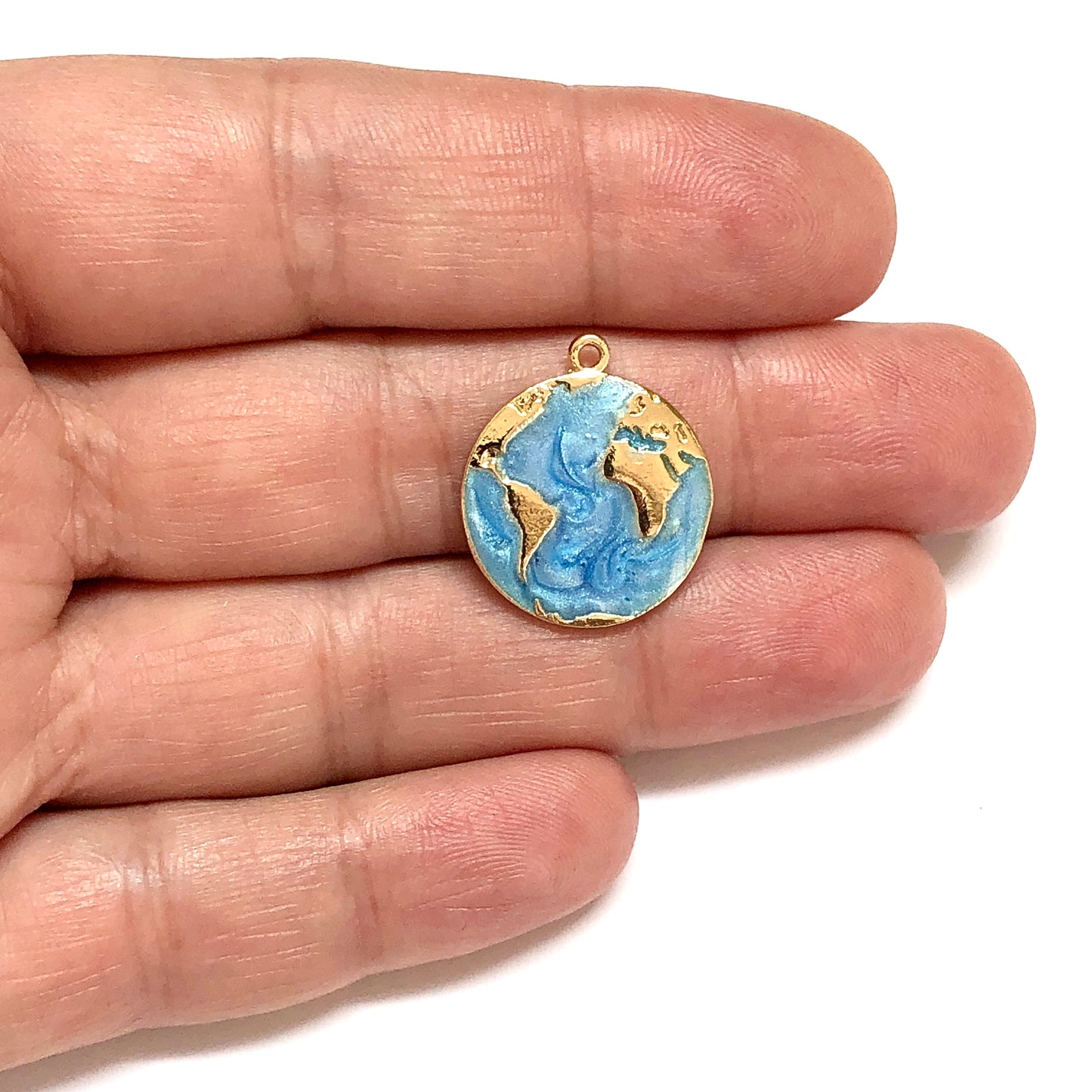 Gold Plated Enameled Earth Pendant - Parliament