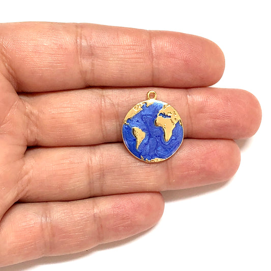Gold Plated Enameled Earth Pendant - Parliament