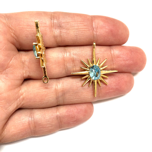 Pole Star with Gold Plated Zircon Stone - Turquoise