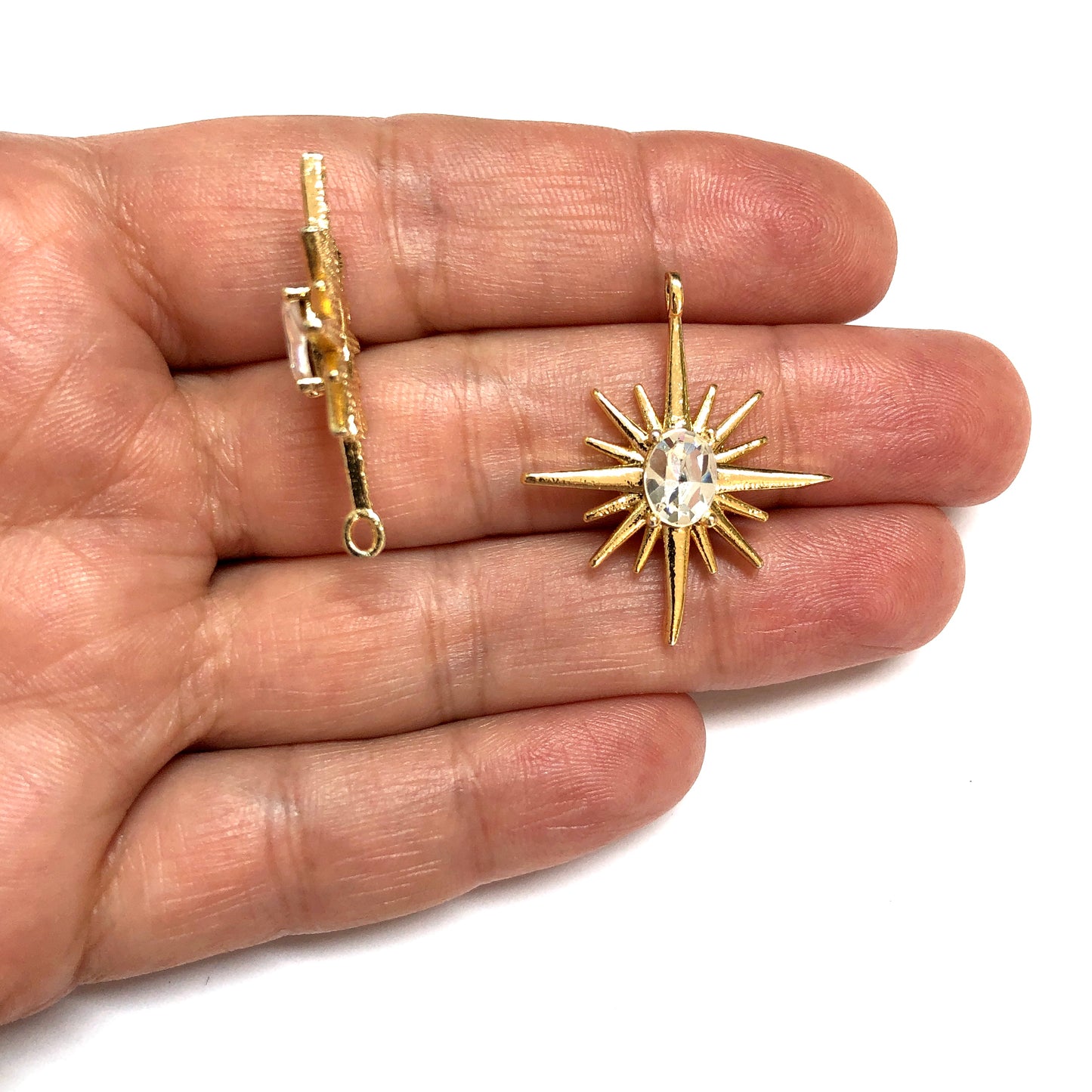 Pole Star with Gold Plated Zircon Stone - Transparent