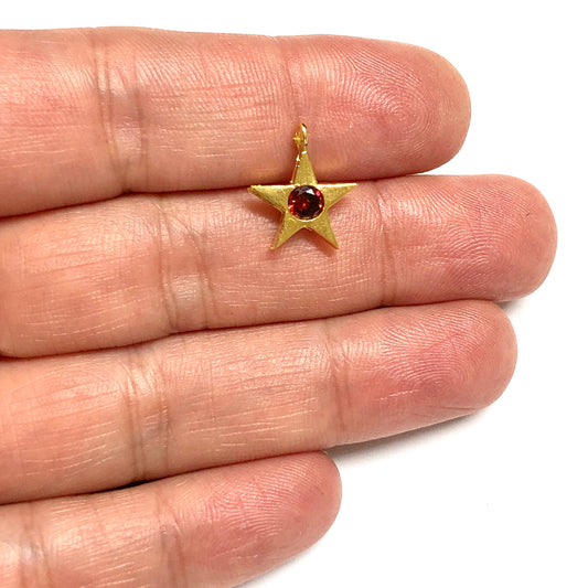 Altın Kaplama Yıldız Doğum Taşı - Ocak - Garnet