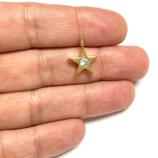 Altın Kaplama Yıldız Doğum Taşı - Nisan - Beyaz Kuvars