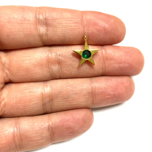 Altın Kaplama Yıldız Doğum Taşı - Mayıs - Zümrüt
