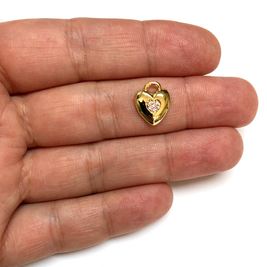 Altın Kaplama Kalp Doğum Taşı - Ekim - Turmalin