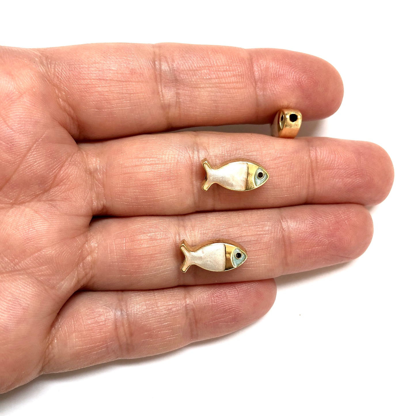 Gold Plated Enamel Fish Bracelet Apparatus Double Sided - Mint