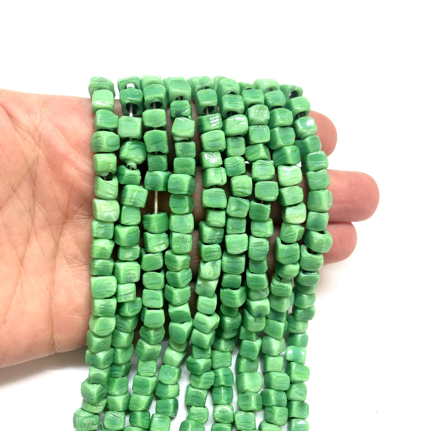 5mm Küp Cam Ocak Boncuğu - Yeşil