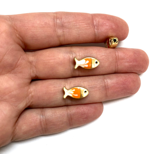 Altın Kaplama Mineli Balık Bileklik Aparatı Çift Taraflı - Turuncu Beyaz