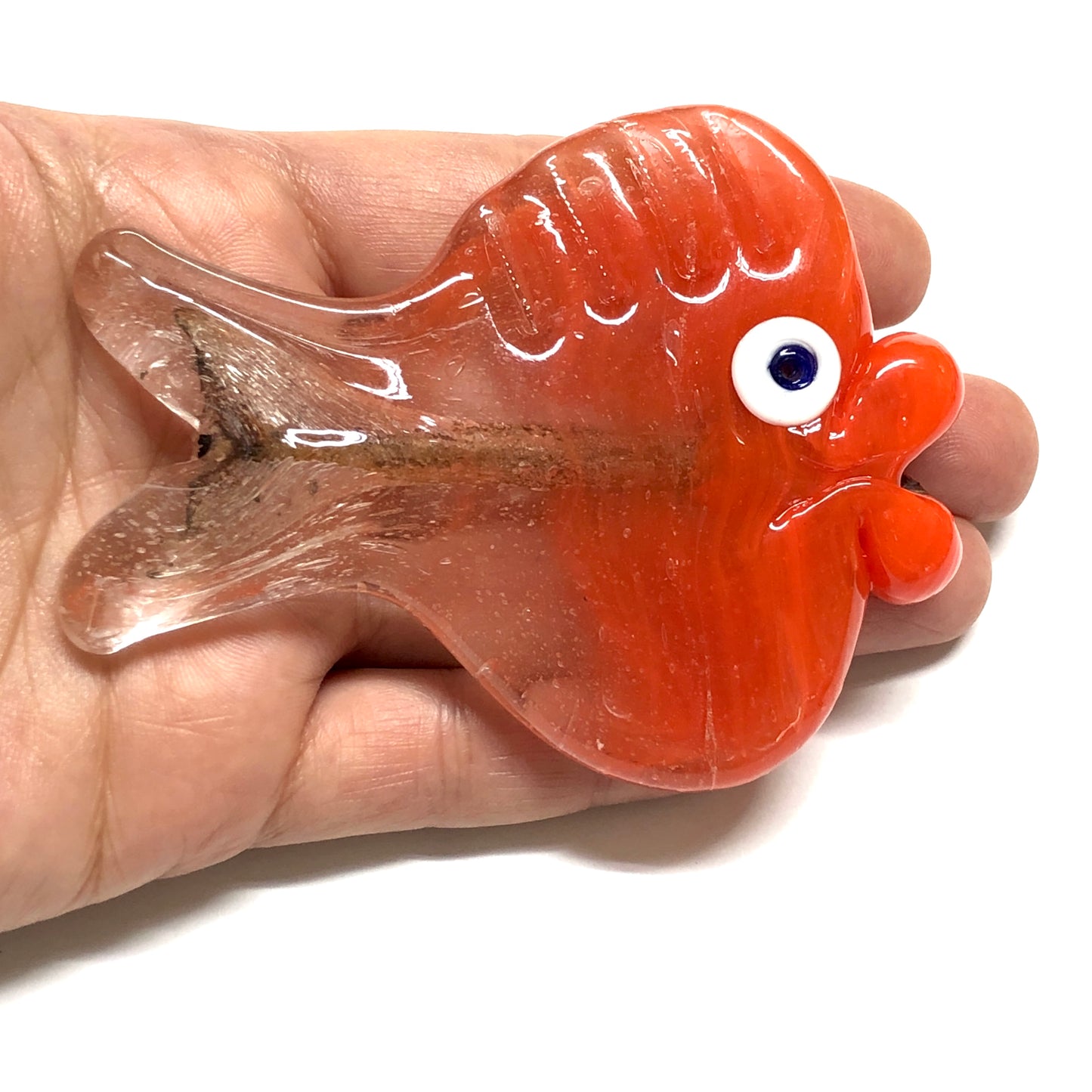 Büyük Boy Balık Cam Ocak Boncuğu - Turuncu