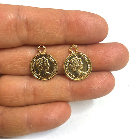 Altın Kaplama Kraliçe Kolye Ucu - 15mm