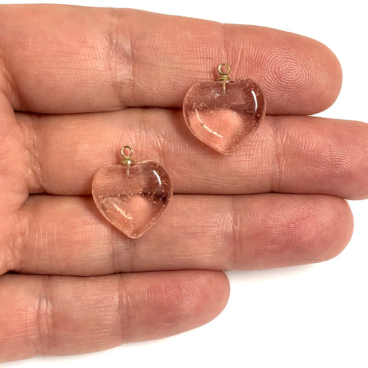 Murano Şeffaf Kalp - Pudra