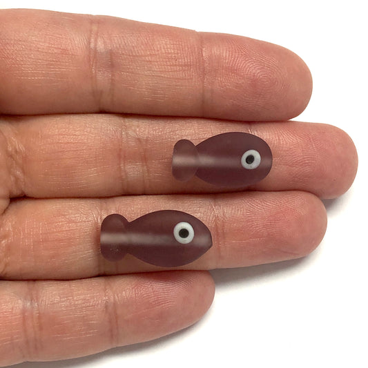 Murano Cam Buzlu Balık - Mürdüm