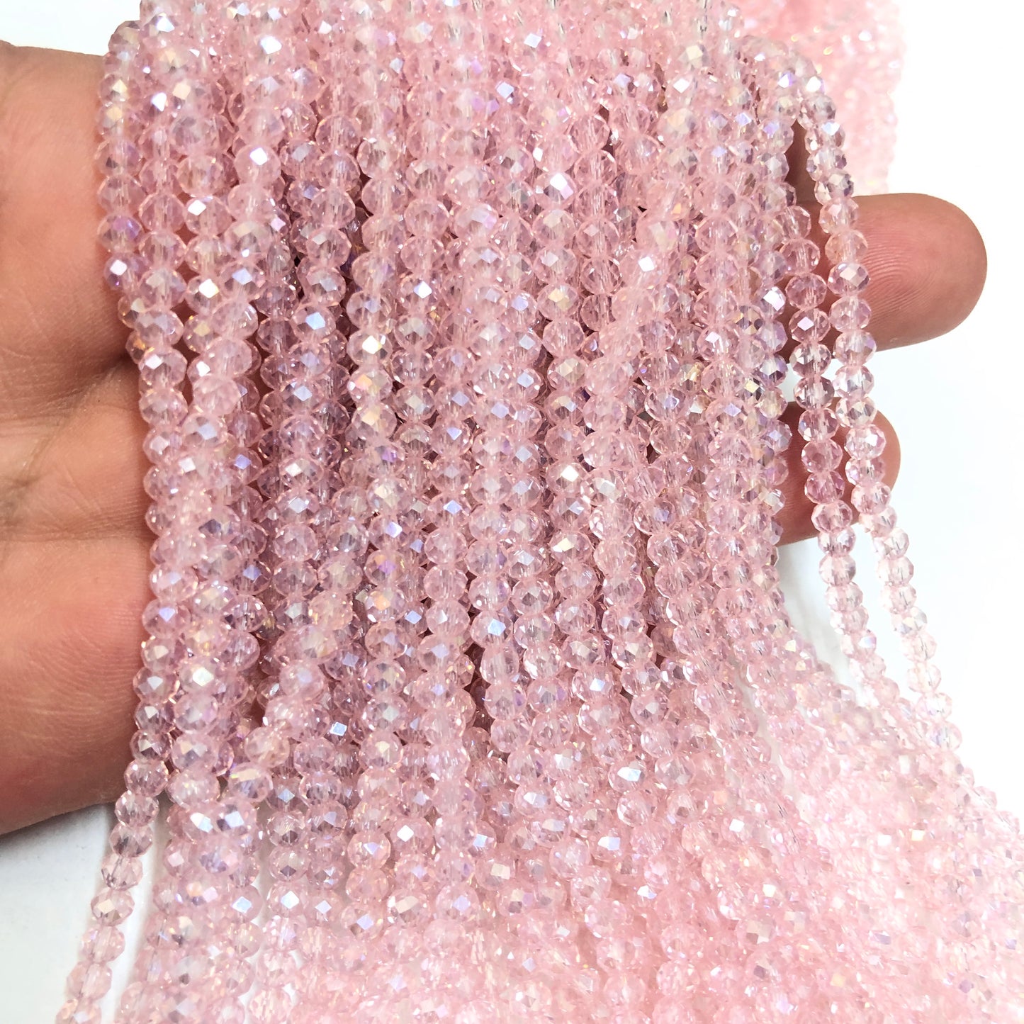 Kristal Boncuk, Çin Kristali-4mm - 51 - Şeffaf Janjanlı Pembe