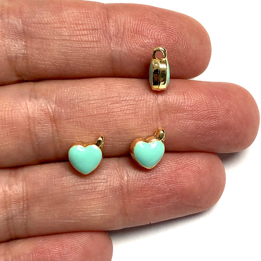 Gold Plated Enamel Double-Sided Heart - Mint