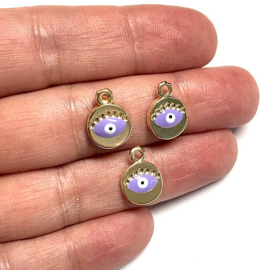 Gold Plated Round Evil Eye Eye Hanging Apparatus - Navy Blue