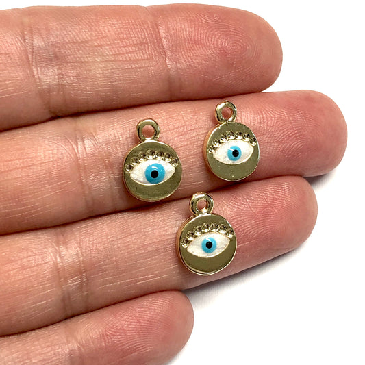 Gold Plated Round Evil Eye Eye Hanging Apparatus - Navy Blue