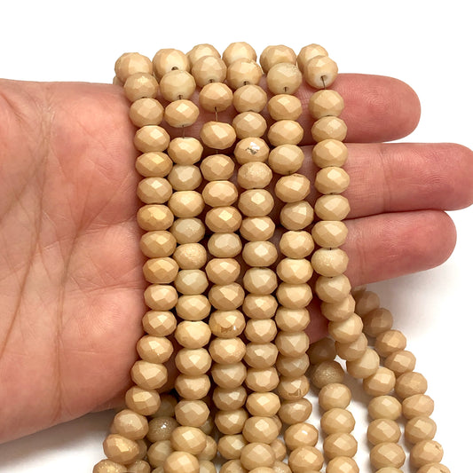 Kristal Boncuk, Çin Kristali-8mm-53 - Mat Koyu Krem