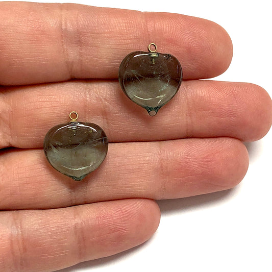 Transparentes Herz aus Muranoglas – Grau