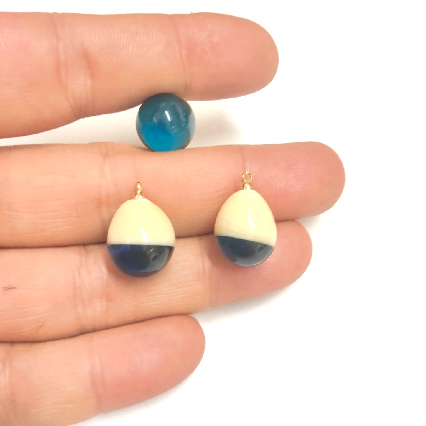 Murano Cam Damla Çift Renkli (Mavi&Krem)