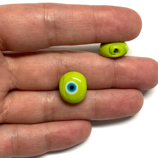 Muranoglas Evil Eye Augenperlen 2 – Pistaziengrün