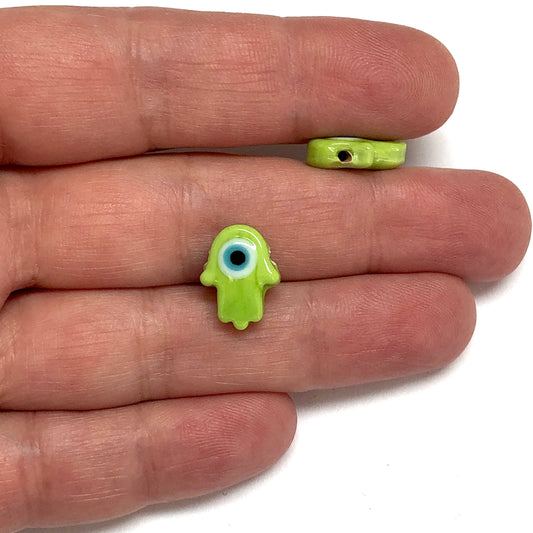 Evil Eye Hamsa aus Muranoglas – Pistaziengrün