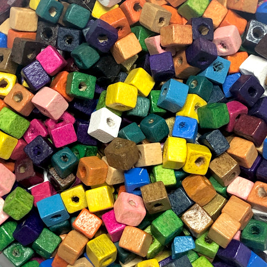 5x5mm Küp Ahşap Boncuk 27 - MİX