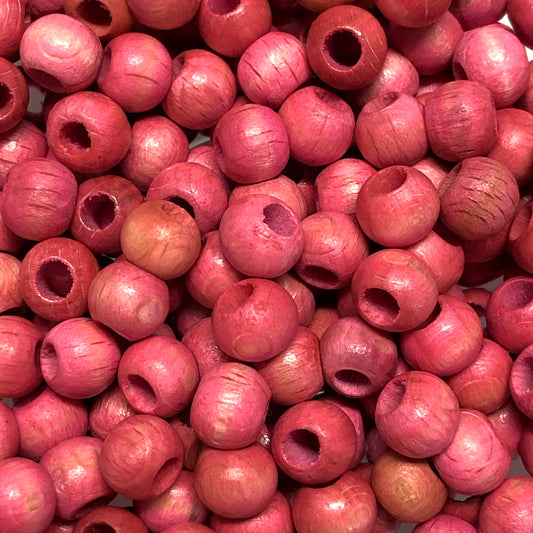 8mm Wide Hole Wooden Bead - 21 - Light Pink