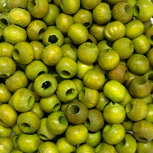 8mm Geniş Delikli Ahşap Boncuk - 18 - Yeşil