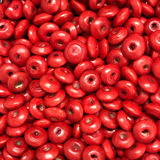 8mm Ufo Wood Beads 3 - Red