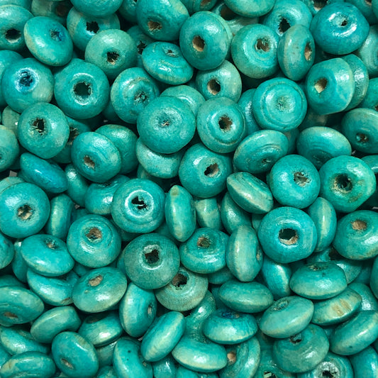 8mm Ufo Wood Beads 5 -Light Turquoise