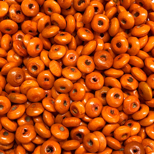 8mm Ufo Ahşap Boncuk 18 - Turuncu (Parlak)