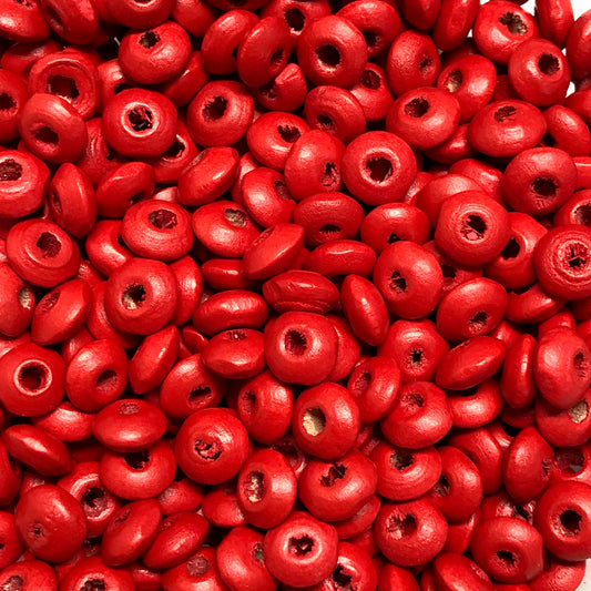 8mm Ufo Wood Beads 28 - Red - 2