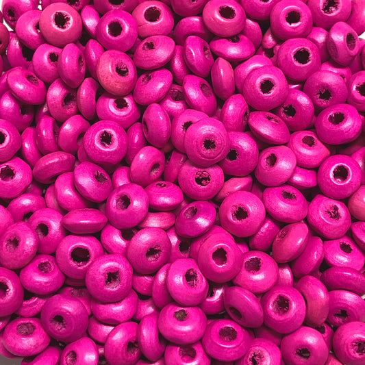 8mm Ufo Wood Beads 29 - Neon Pink