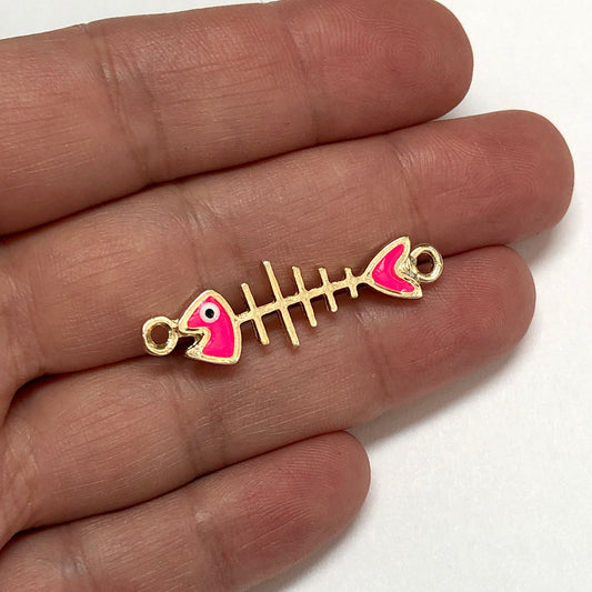 Altın Kaplama Mineli Kılçık - Neon Pembe