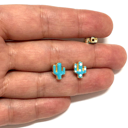 Altın Kaplama Mineli Puanlı Kaktüs - Turkuaz