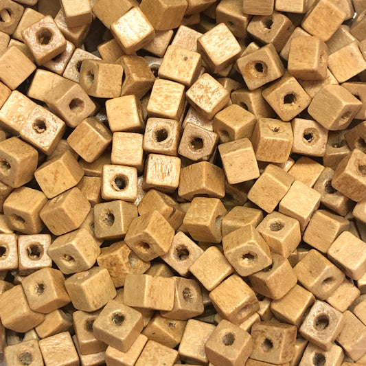 5x5mm Cube Wooden Bead 14 - Raw Wood