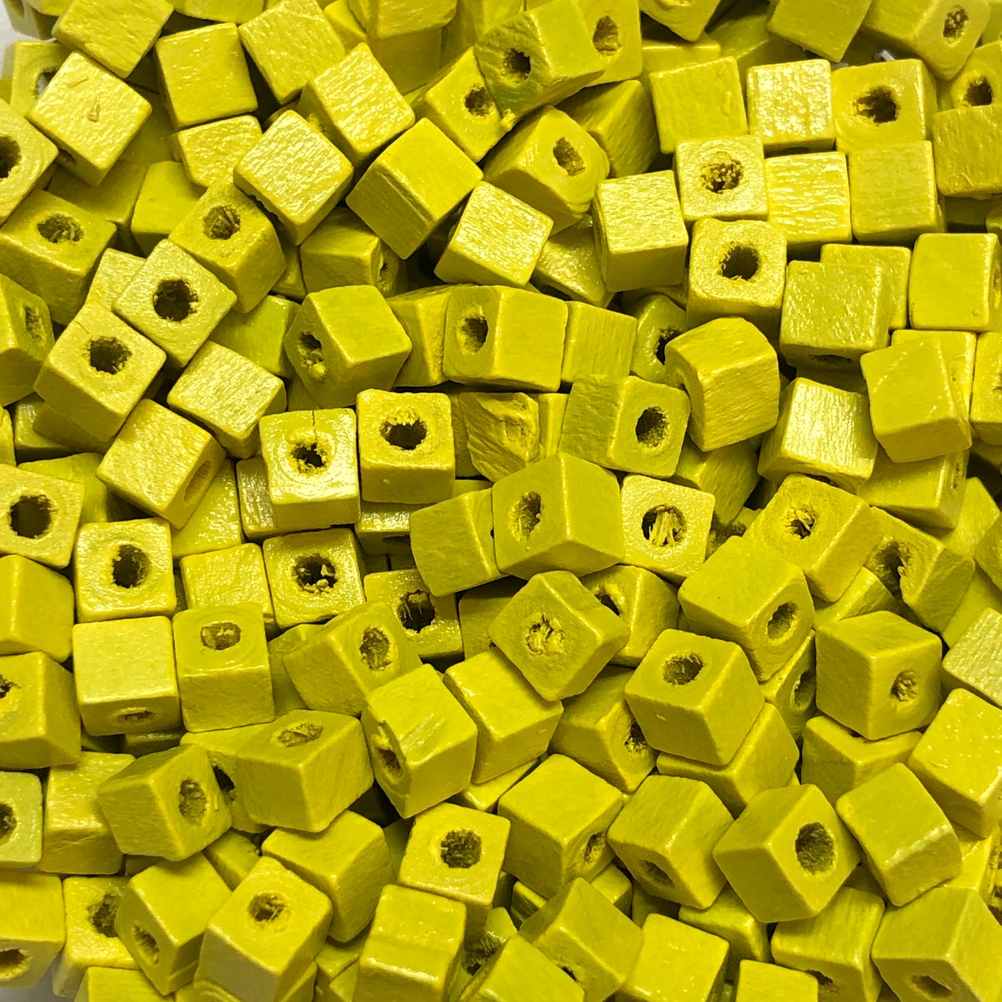 5x5mm Cube Wooden Beads 2 - Neon Yellow