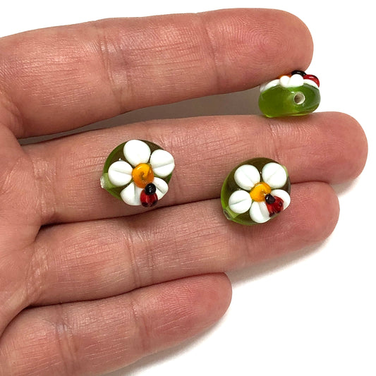Marienkäfer Gänseblümchen aus Muranoglas – Grün