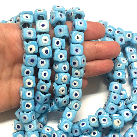 Küp Cam Nazar Boncuğu - Mavi