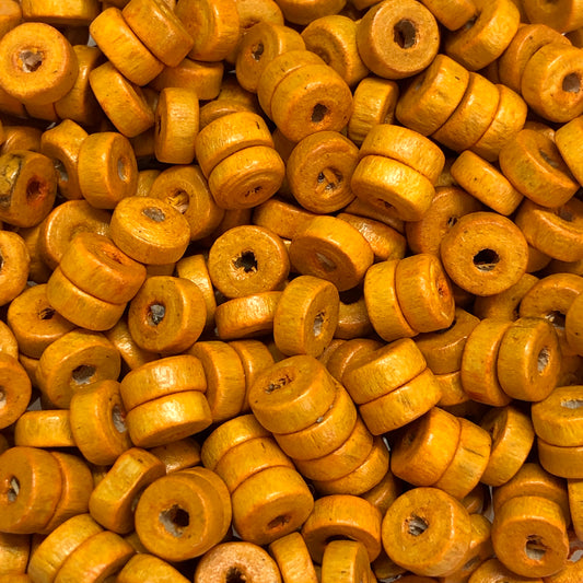 8mm Washer Wood Beads 20 - Light Orange