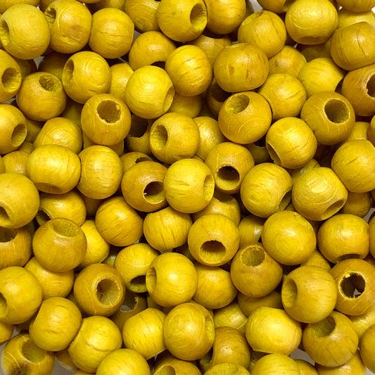 8mm Wide Hole Wooden Bead - 19 - Yellow