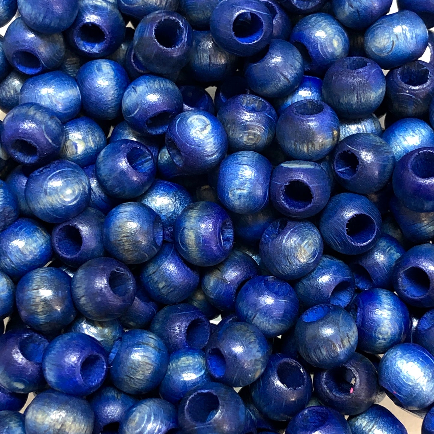8mm Wide Hole Wooden Bead - 13 - Navy Blue